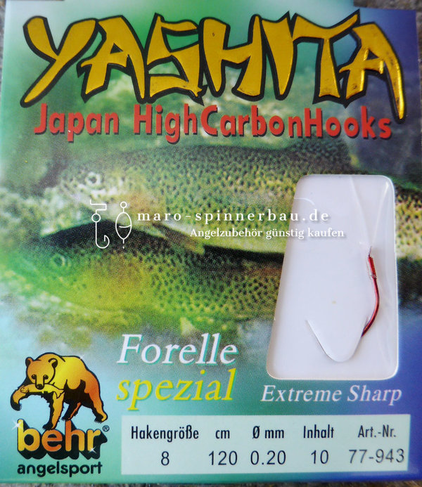 Yashita gebundene High Carbon Spezial Forellenhaken, Inhalt: 10 Vorfächer im Briefchen