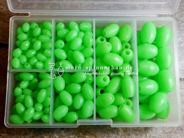 Leuchtperlen Sortiment oval, Inhalt: 1 Box mit 280 Perlen