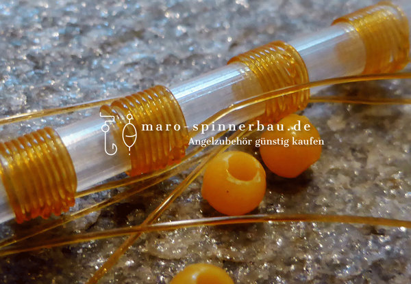 Schnurstopper monofil mit Perlen, orange, Inhalt: 6 Stopper auf Röhrchen